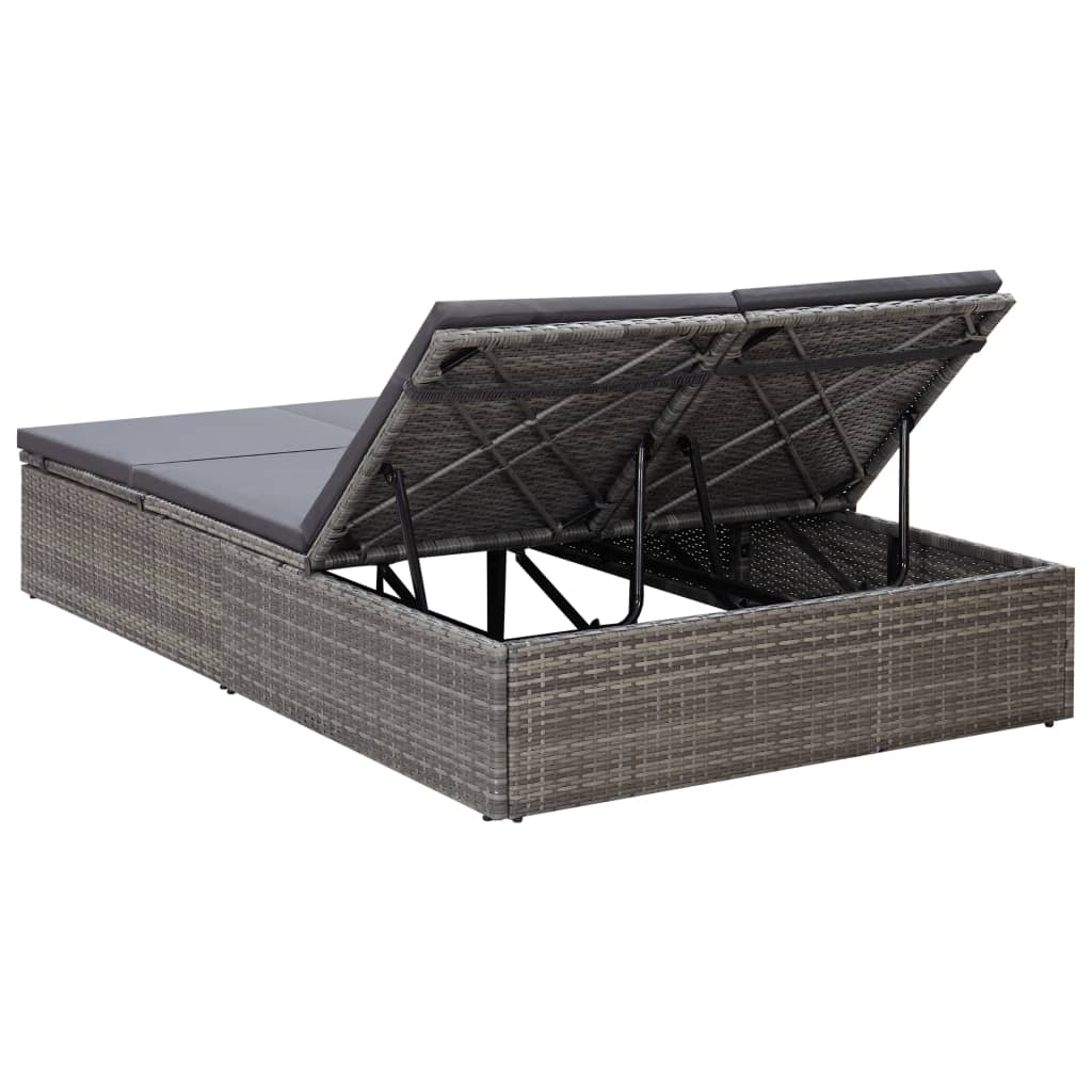 Doppel-Sonnenliege Mit Auflage Poly Rattan