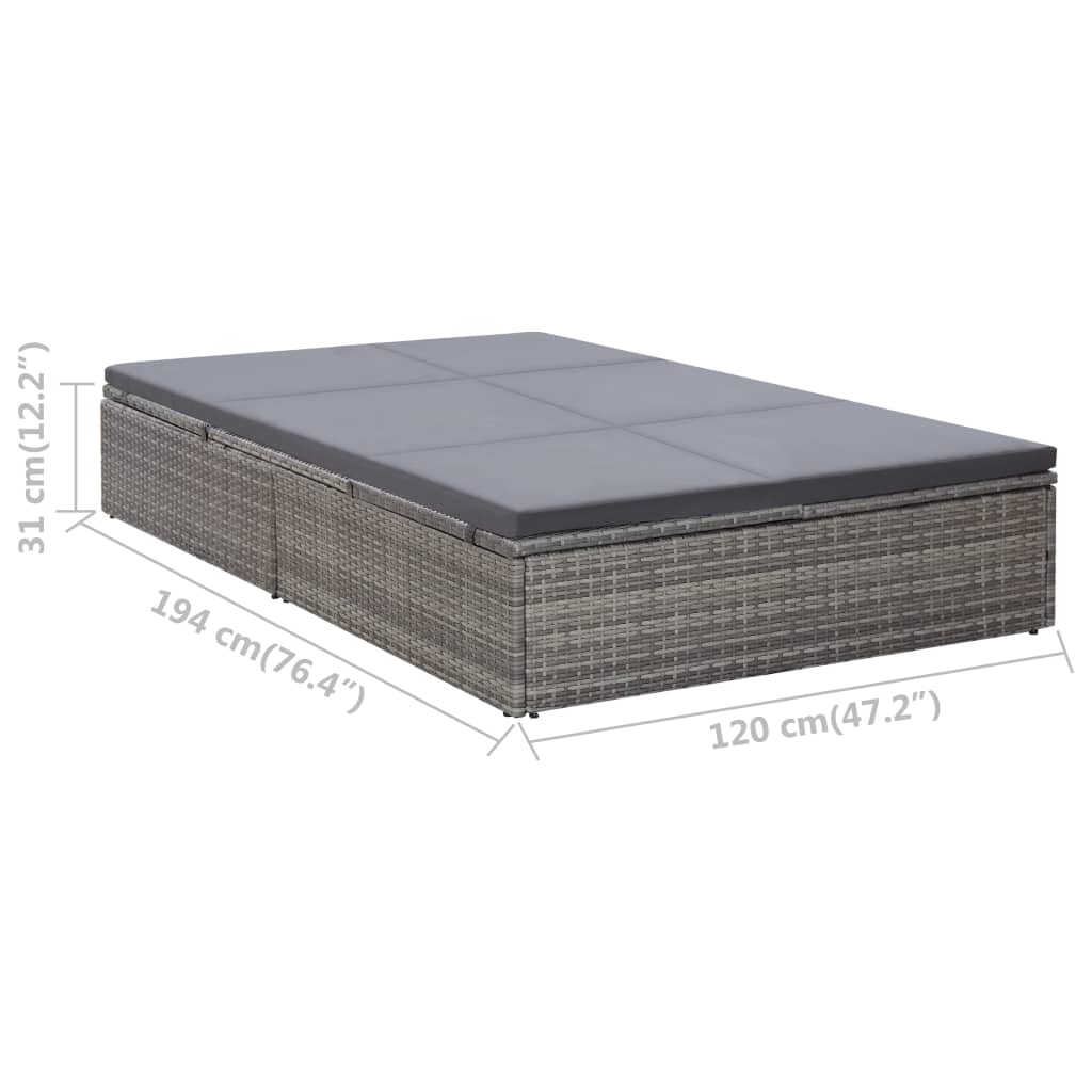 Doppel-Sonnenliege Mit Auflage Poly Rattan