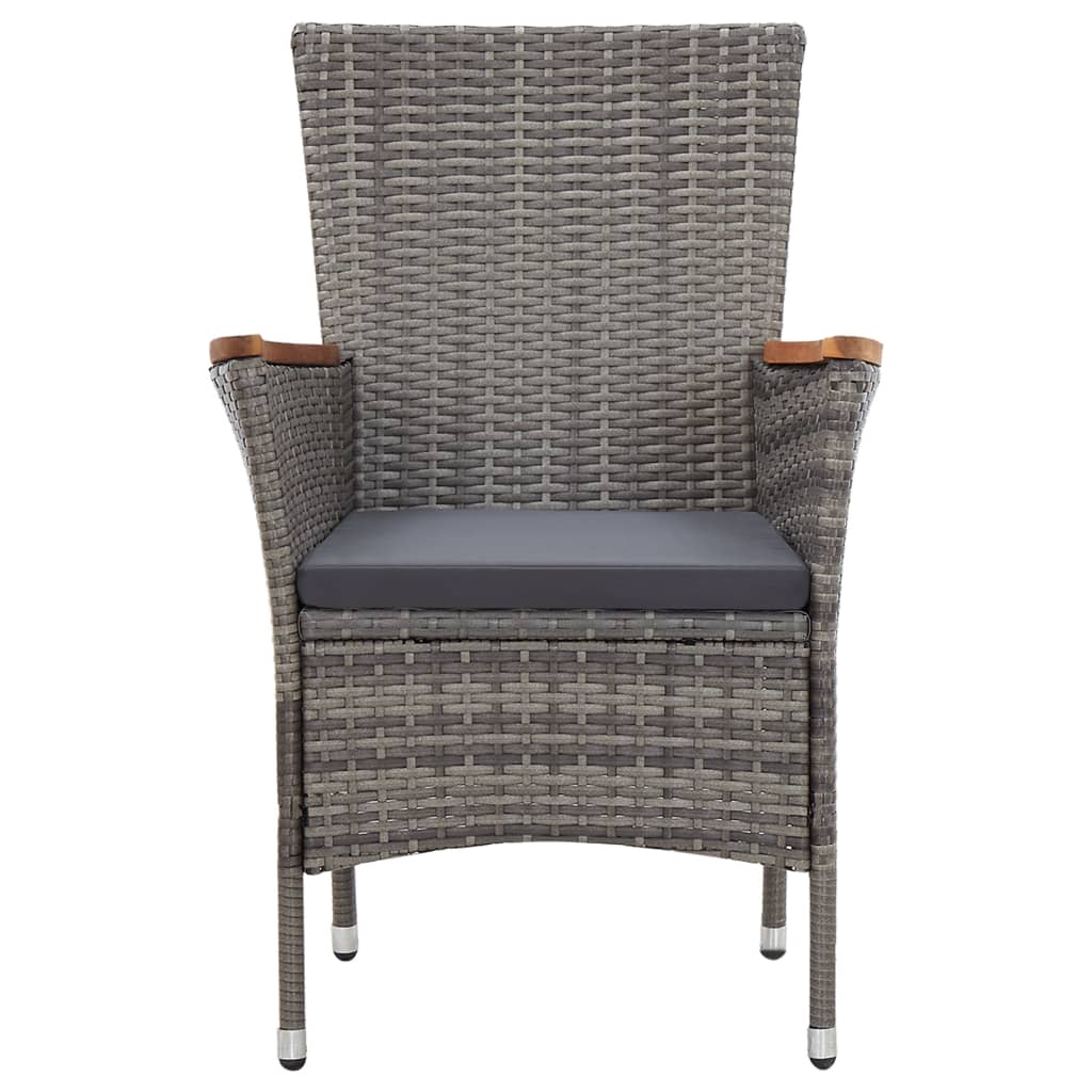 9-Tlg. Garten-Essgruppe Mit Kissen Poly Rattan Grau