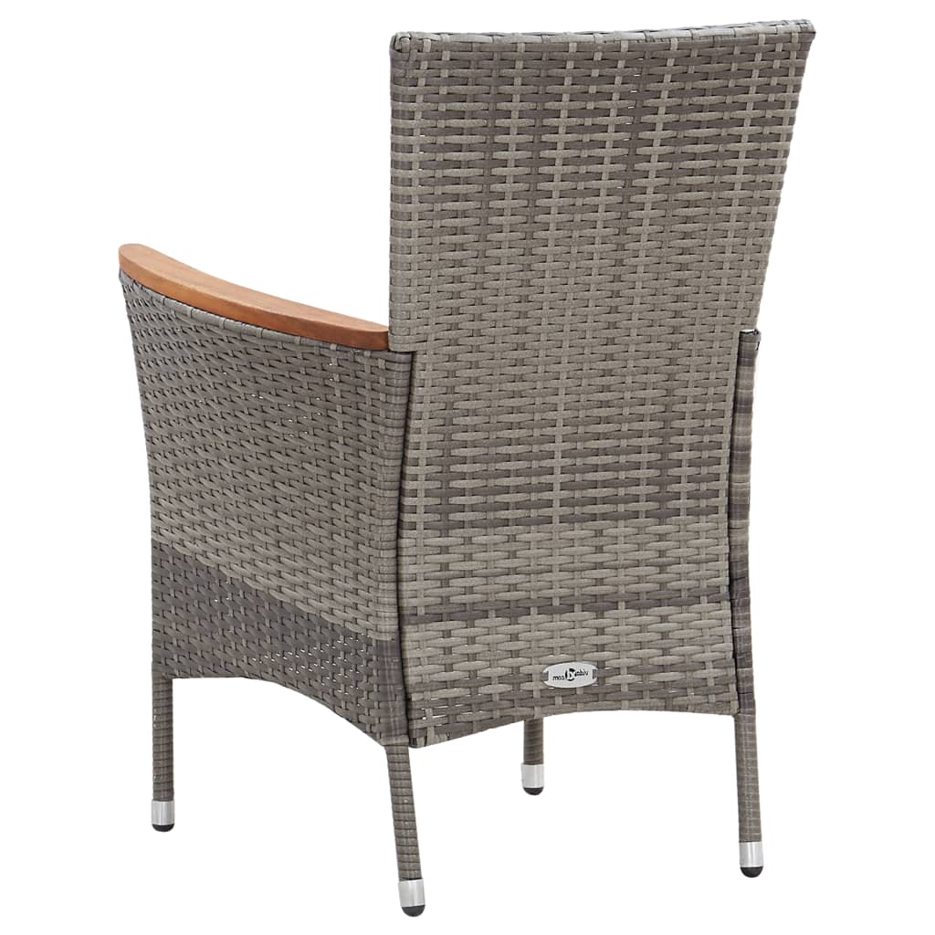 9-Tlg. Garten-Essgruppe Mit Kissen Poly Rattan Grau