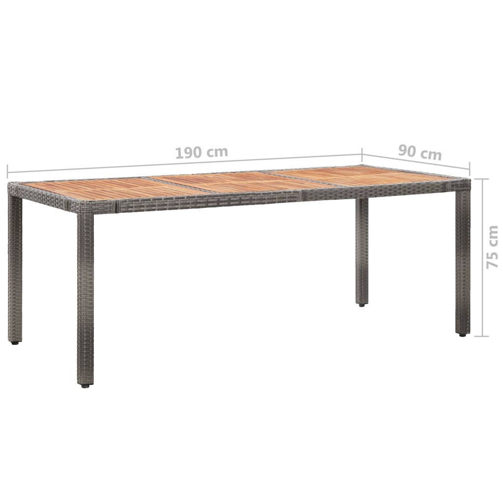 9-Tlg. Garten-Essgruppe Mit Kissen Poly Rattan Grau