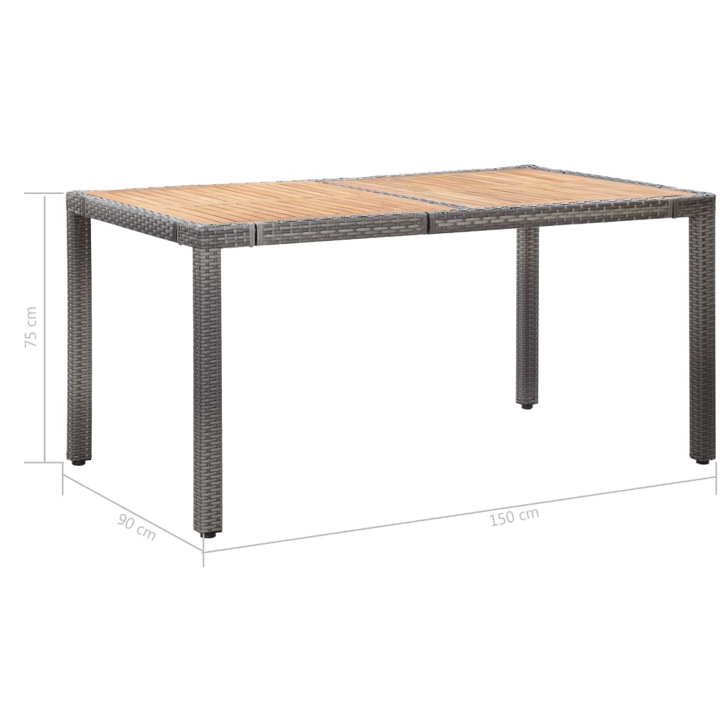7-Tlg. Garten-Essgruppe Mit Auflagen Poly Rattan Grey
