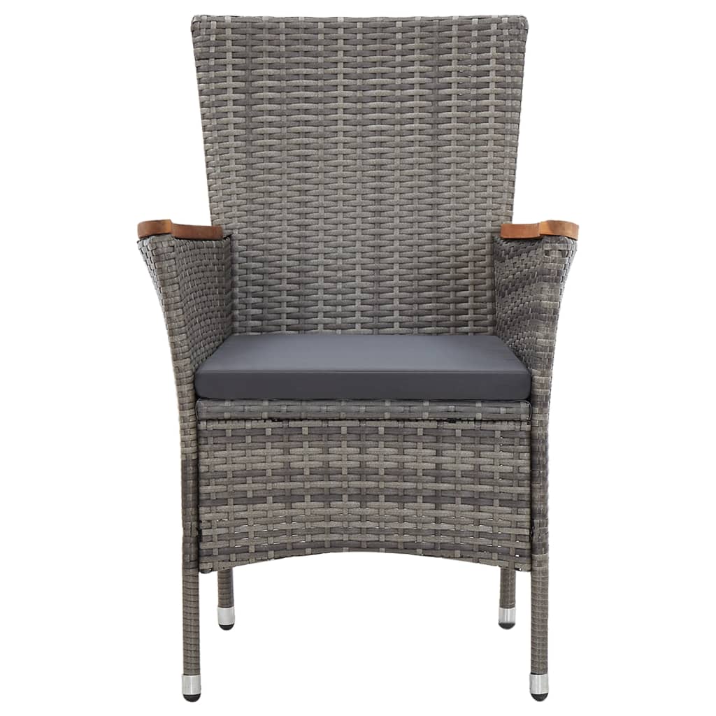 7-Tlg. Garten-Essgruppe Mit Auflagen Poly Rattan Grey