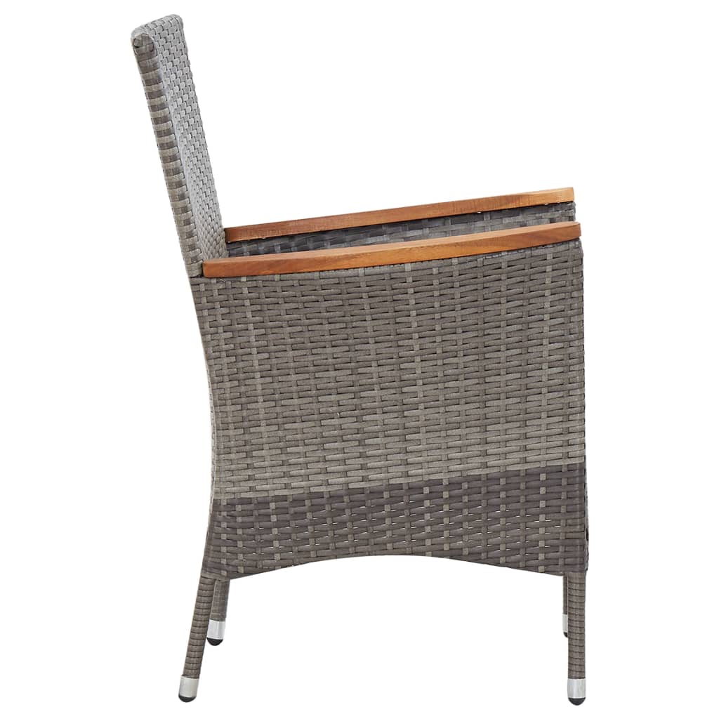 7-Tlg. Garten-Essgruppe Mit Auflagen Poly Rattan Grey