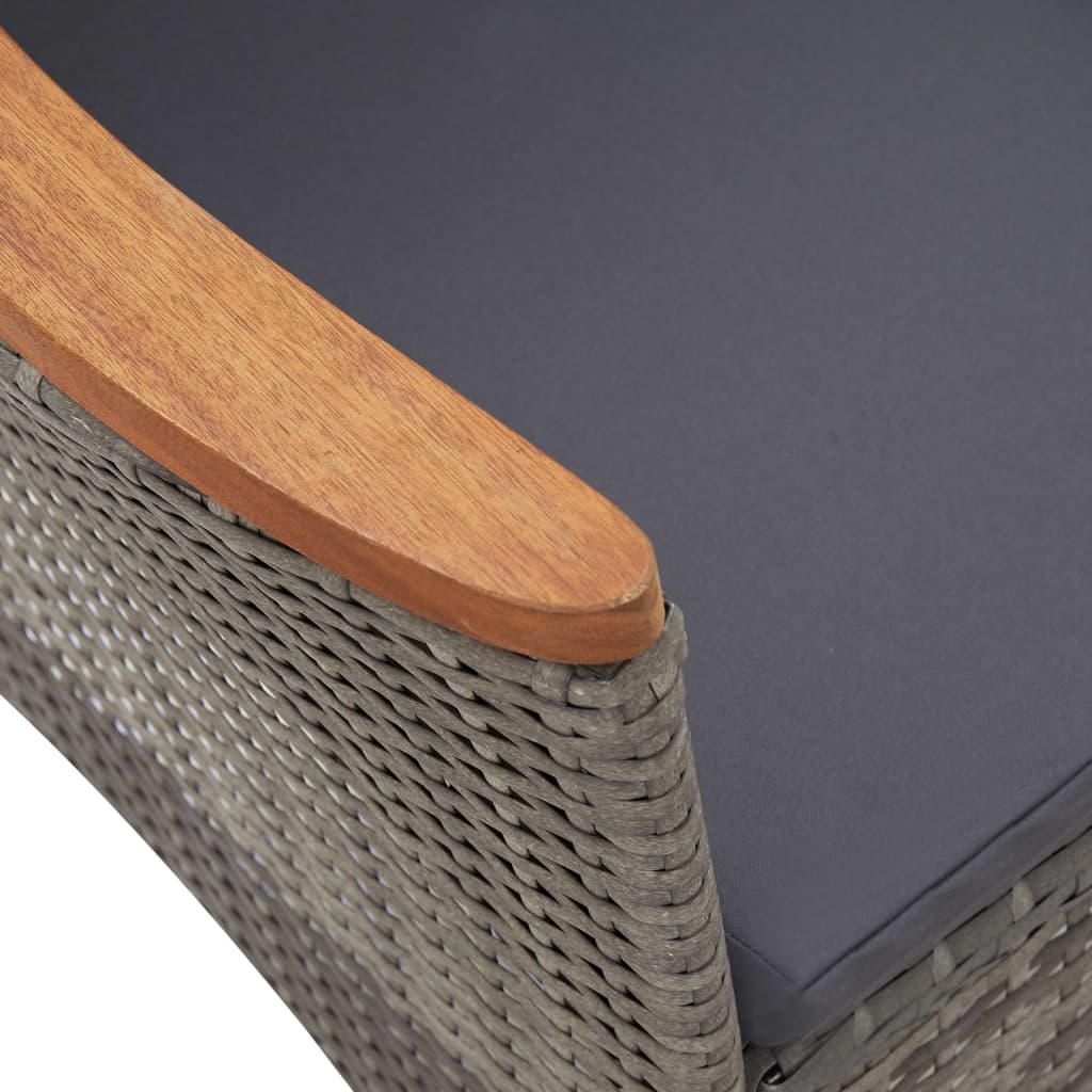 7-Tlg. Garten-Essgruppe Mit Auflagen Poly Rattan Grey