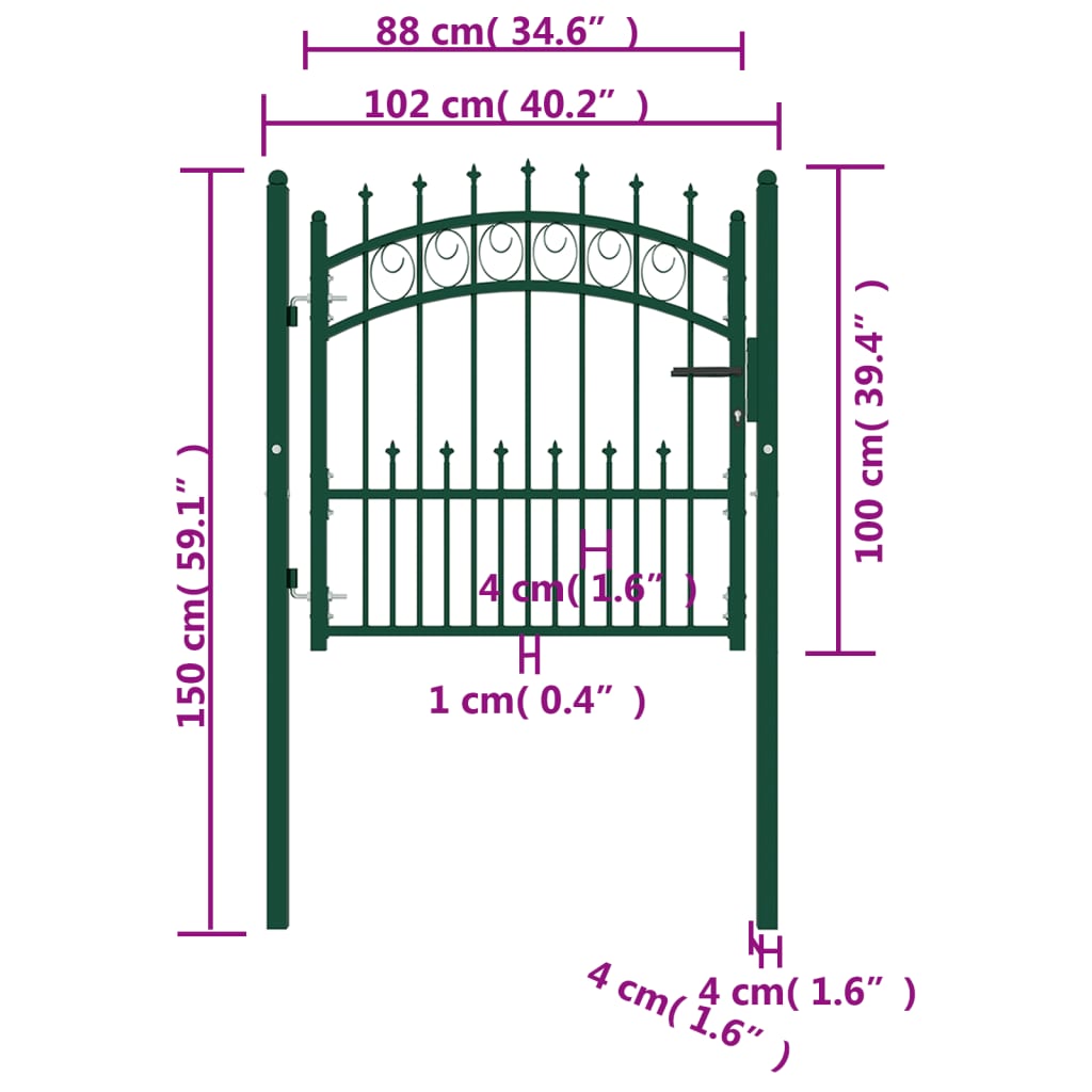 Zauntor Emmen Mit Spikes Stahl 104 X 97 Cm