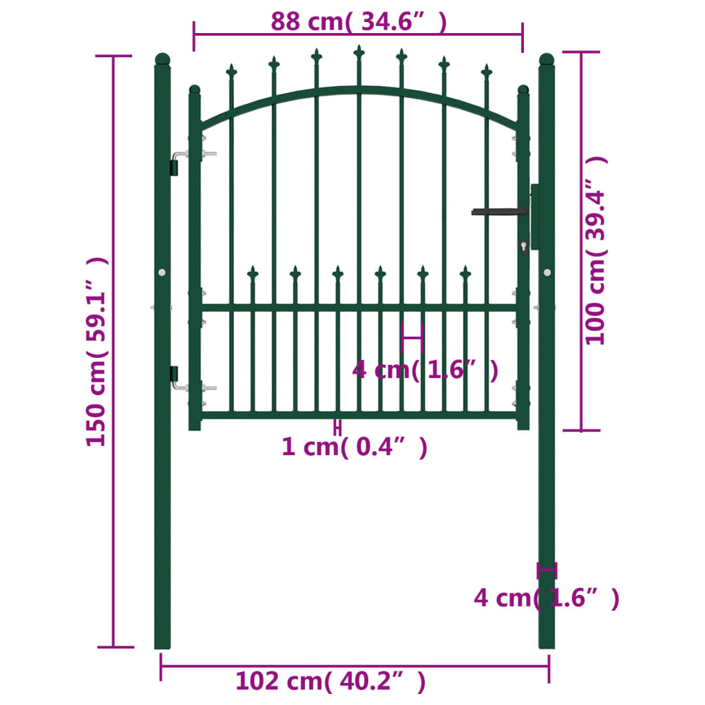 Zauntor Emmen Mit Spikes Stahl 104 X 97 Cm