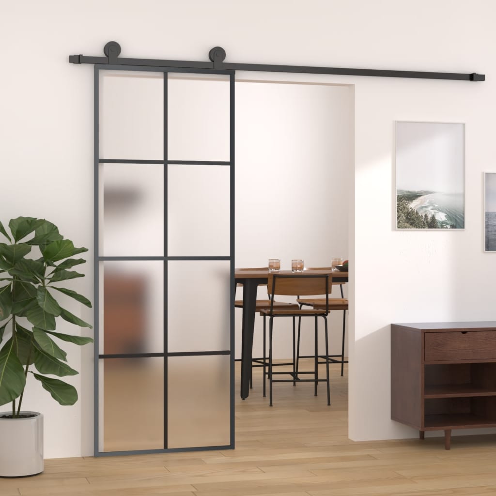 Schiebetür 102,5X205 Cm Hartglas Und Aluminium