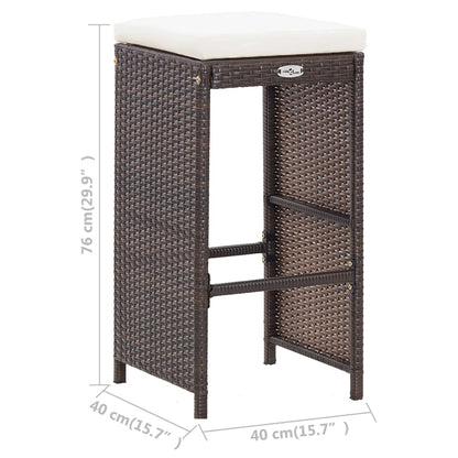 7-Tlg. Gartenbar-Set Mit Auflagen Poly Rattan