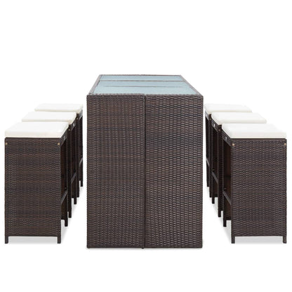 7-Tlg. Gartenbar-Set Mit Auflagen Poly Rattan