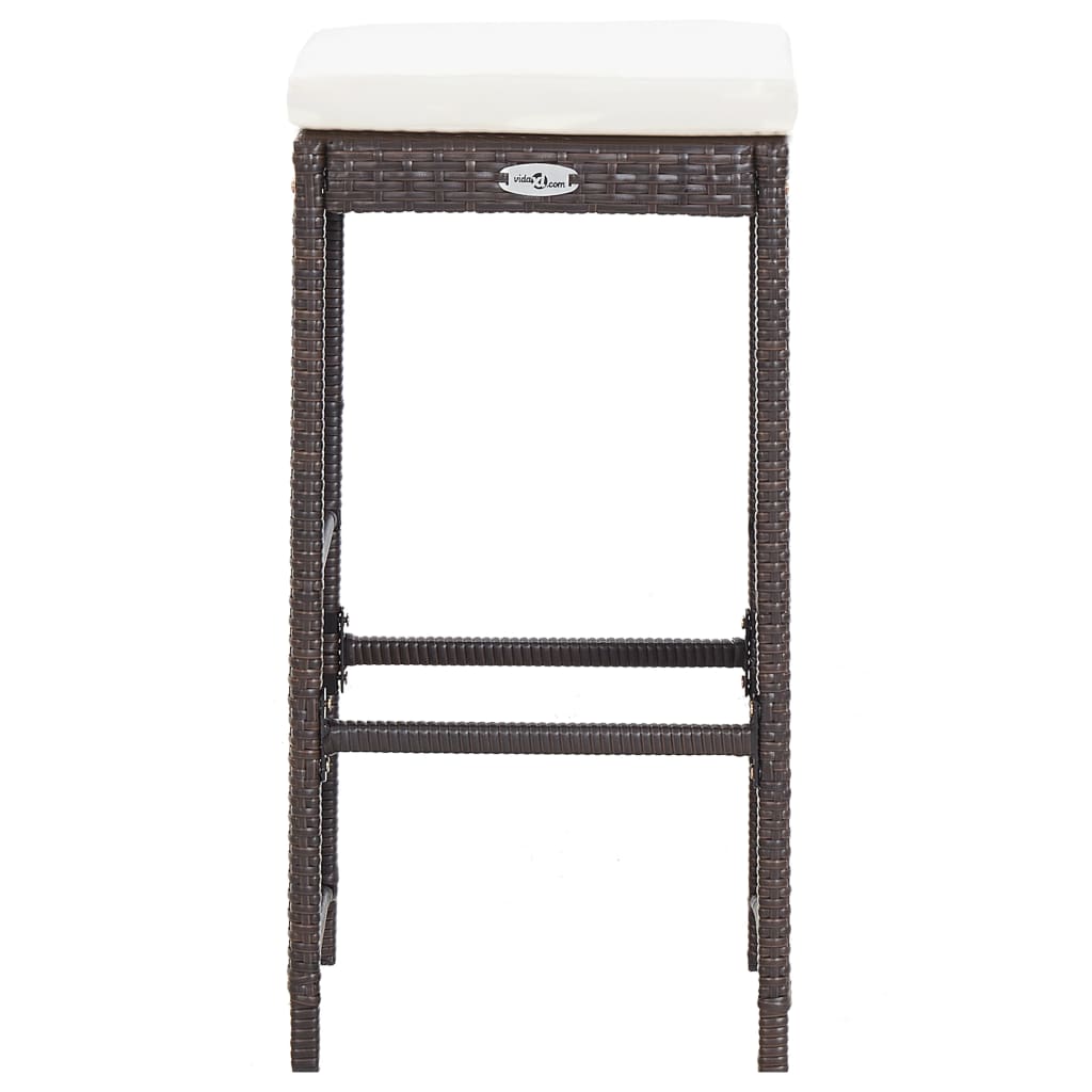 7-Tlg. Gartenbar-Set Mit Auflagen Poly Rattan