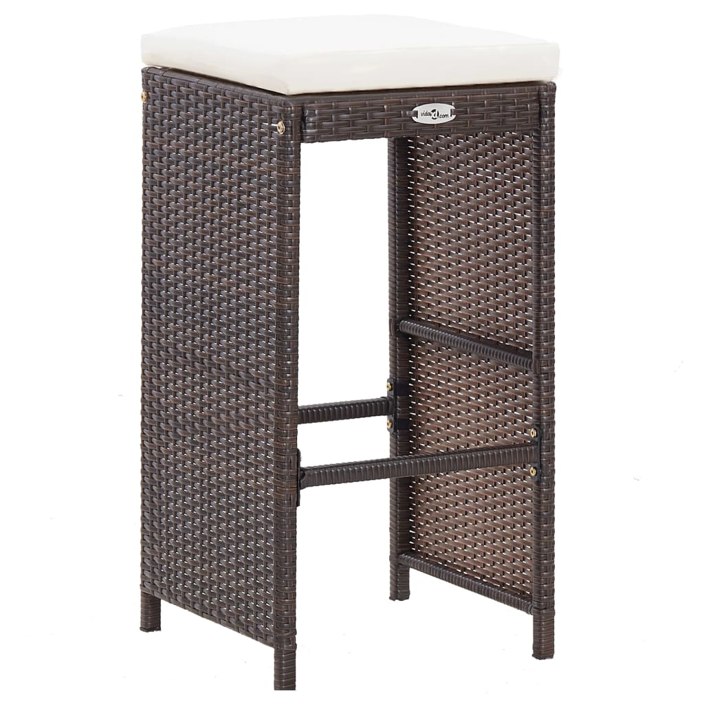 7-Tlg. Gartenbar-Set Mit Auflagen Poly Rattan