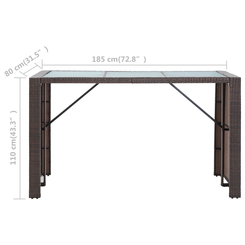 7-Tlg. Gartenbar-Set Mit Auflagen Poly Rattan