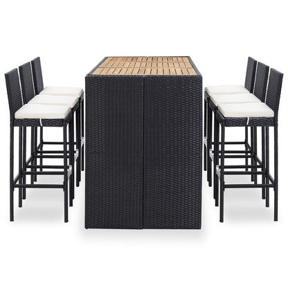 7-Tlg. Gartenbar-Set Mit Kissen Poly-Rattan