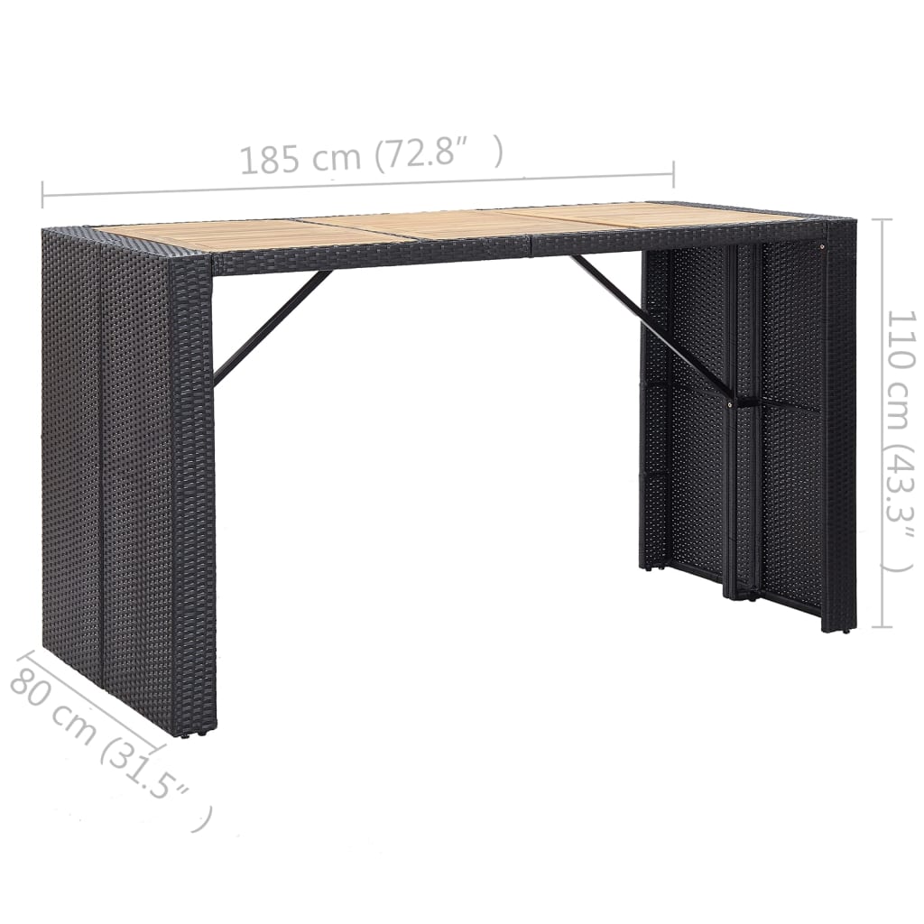 7-Tlg. Gartenbar-Set Mit Kissen Poly-Rattan