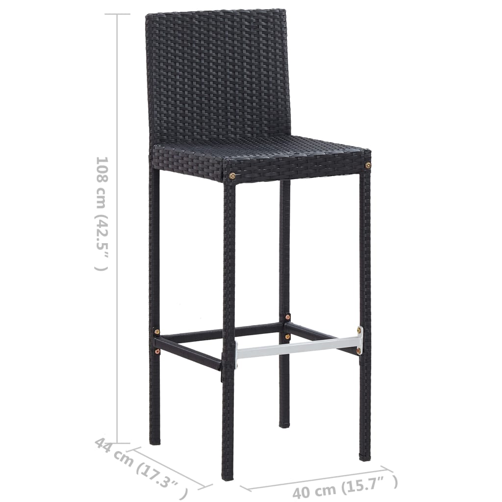 7-Tlg. Gartenbar-Set Mit Kissen Poly-Rattan