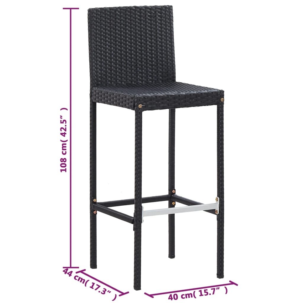 5-Tlg. Garten-Bar-Set Poly Rattan Und Akazienholz