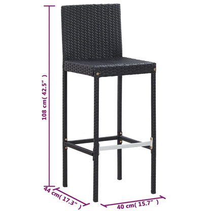 5-Tlg. Garten-Bar-Set Poly Rattan Und Akazienholz