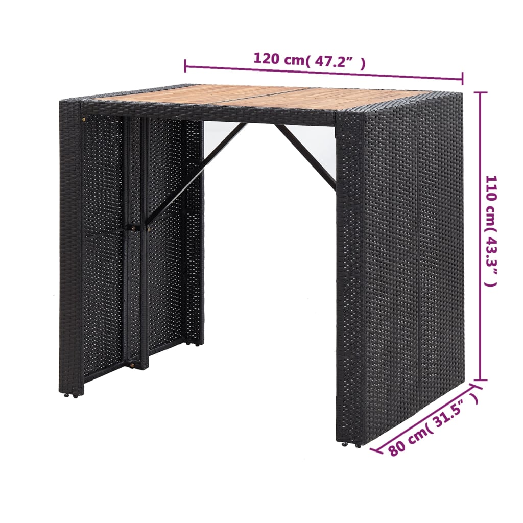 5-Tlg. Garten-Bar-Set Poly Rattan Und Akazienholz