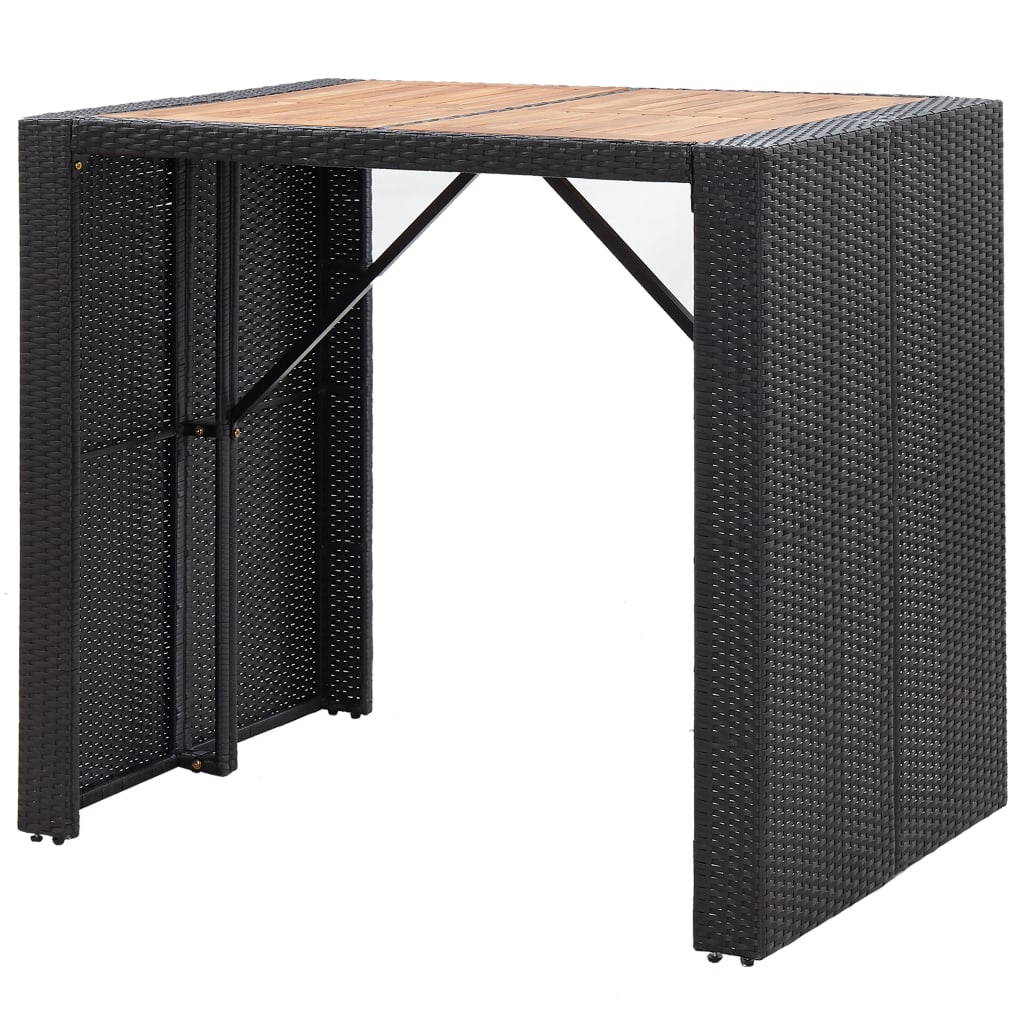 5-Tlg. Garten-Bar-Set Poly Rattan Und Akazienholz