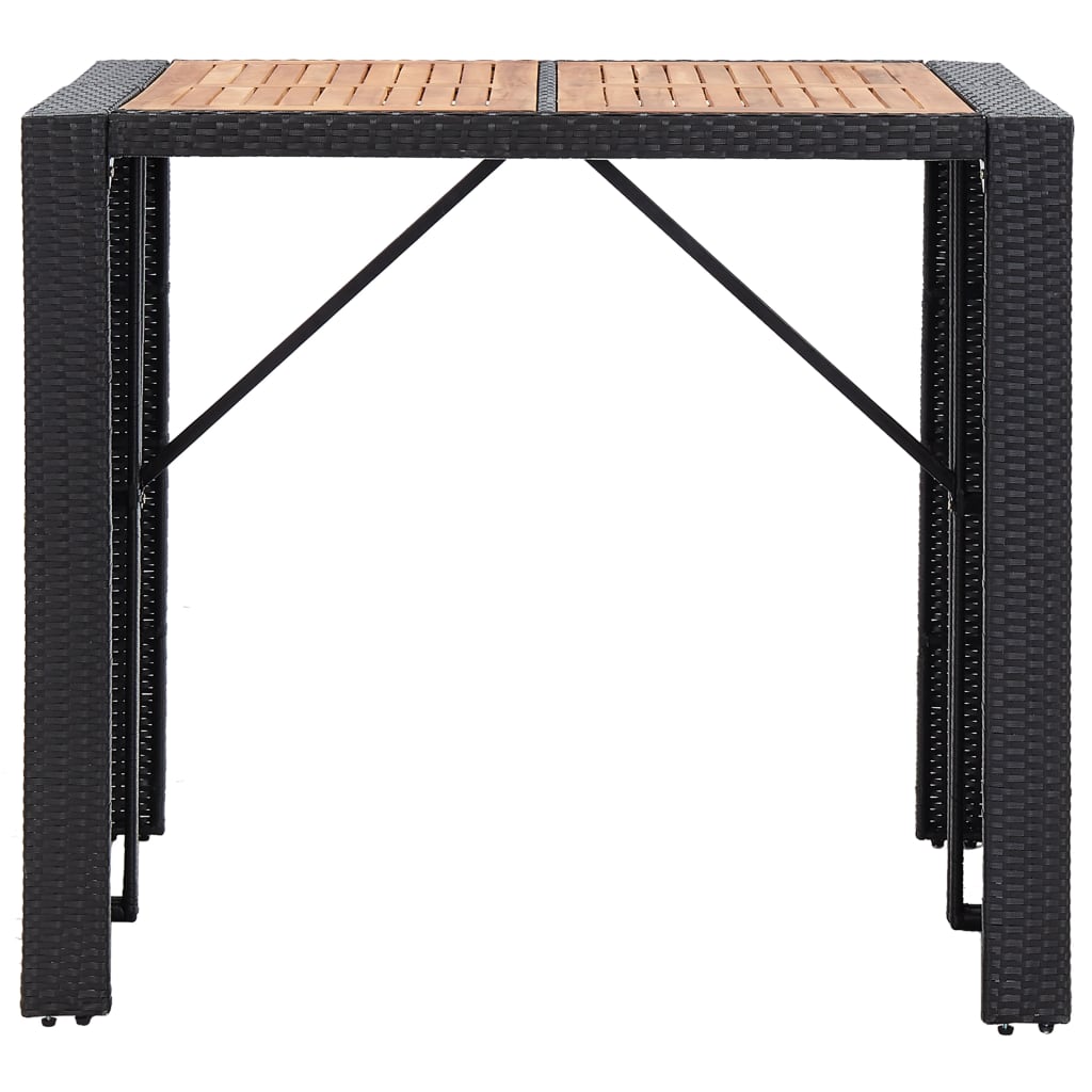 5-Tlg. Garten-Bar-Set Poly Rattan Und Akazienholz