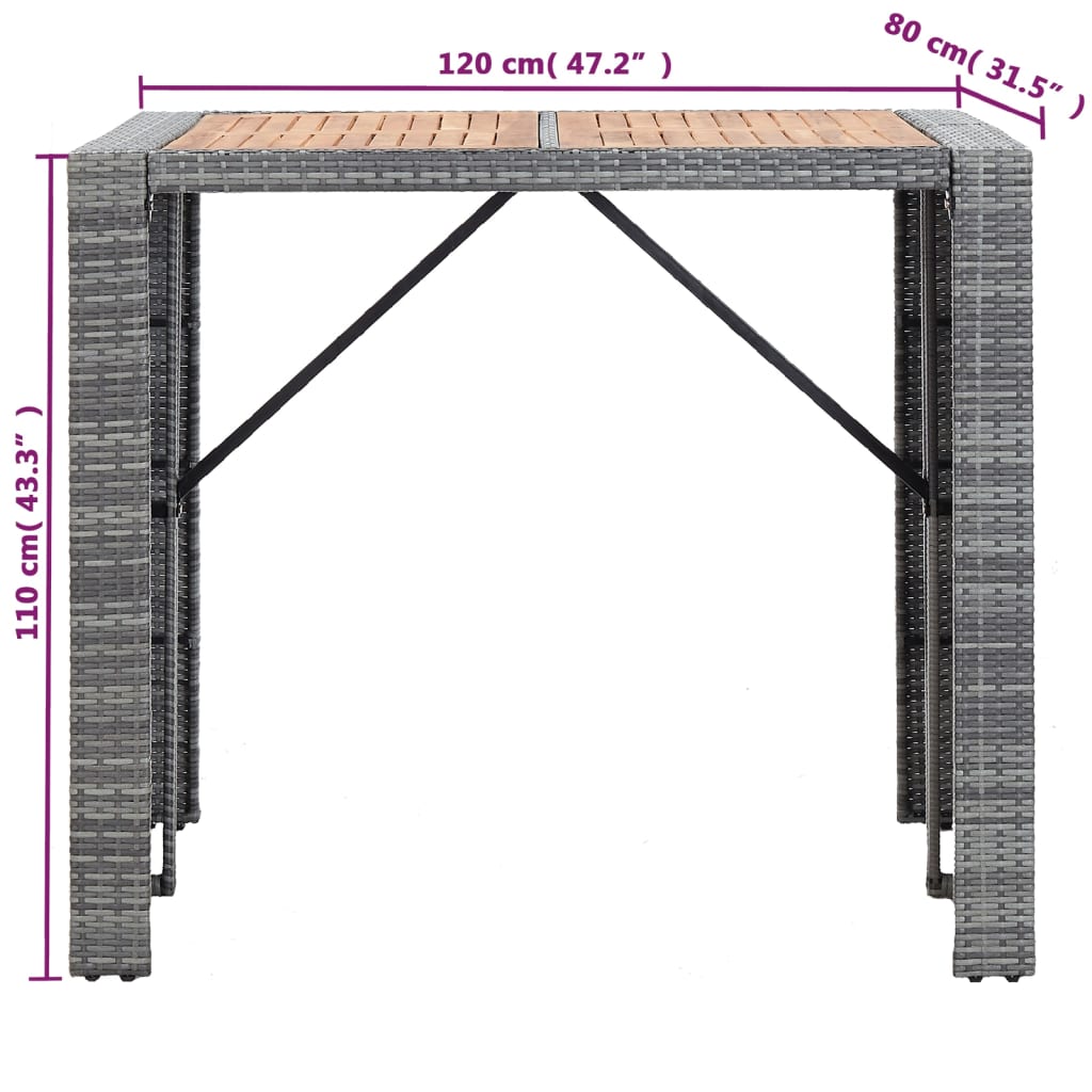 5-Tlg. Garten-Bar-Set Poly Rattan Und Akazienholz