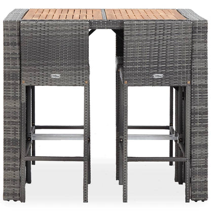 5-Tlg. Garten-Bar-Set Poly Rattan Und Akazienholz