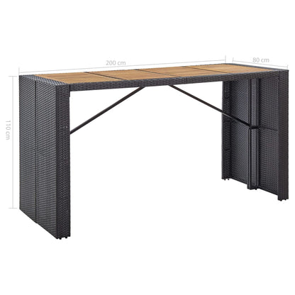 9-Tlg. Garten-Bar-Set Poly Rattan Und Akazienholz