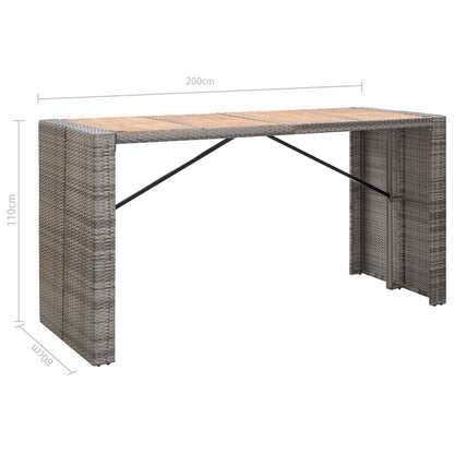 9-Tlg. Garten-Bar-Set Poly Rattan Und Akazienholz