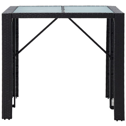 5-Tlg. Garten-Bar-Set Poly Rattan Und Glas Schwarz