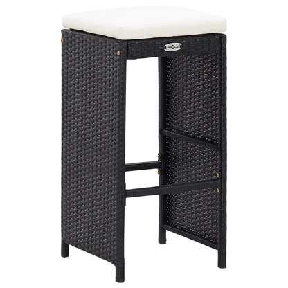 5-Tlg. Garten-Bar-Set Poly Rattan Und Glas Schwarz