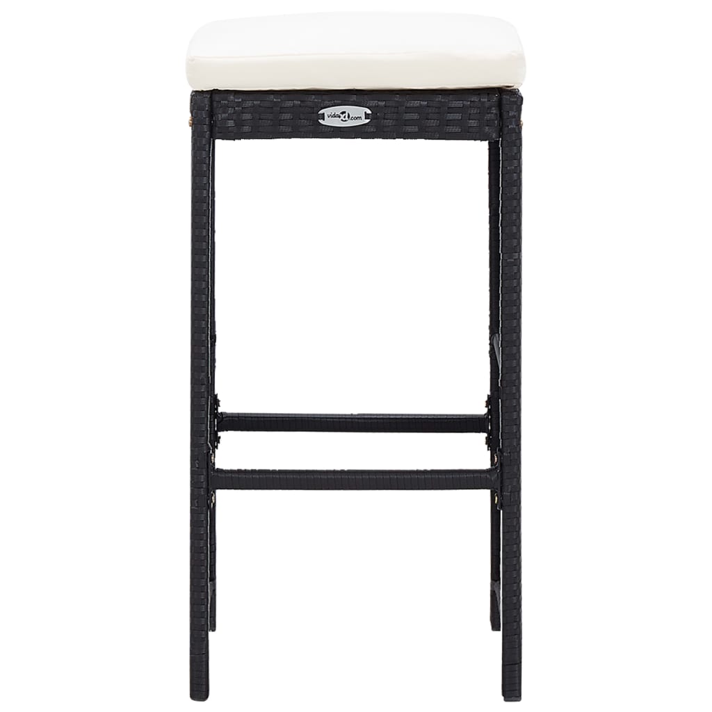 5-Tlg. Garten-Bar-Set Poly Rattan Und Glas Schwarz