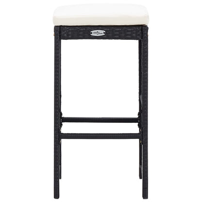 5-Tlg. Garten-Bar-Set Poly Rattan Und Glas Schwarz