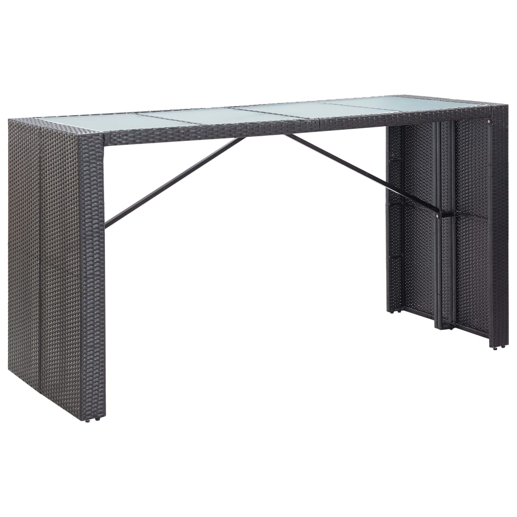 9-Tlg. Gartenbar-Set Poly Rattan Schwarz