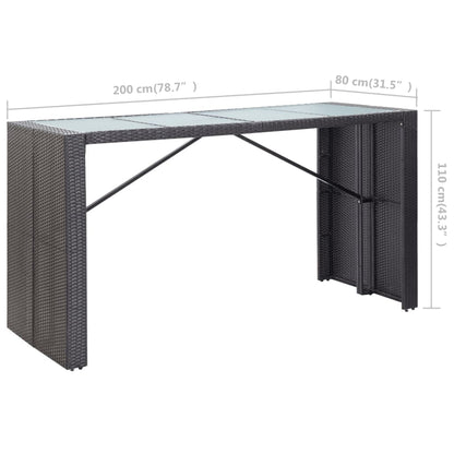 9-Tlg. Gartenbar-Set Poly Rattan Schwarz