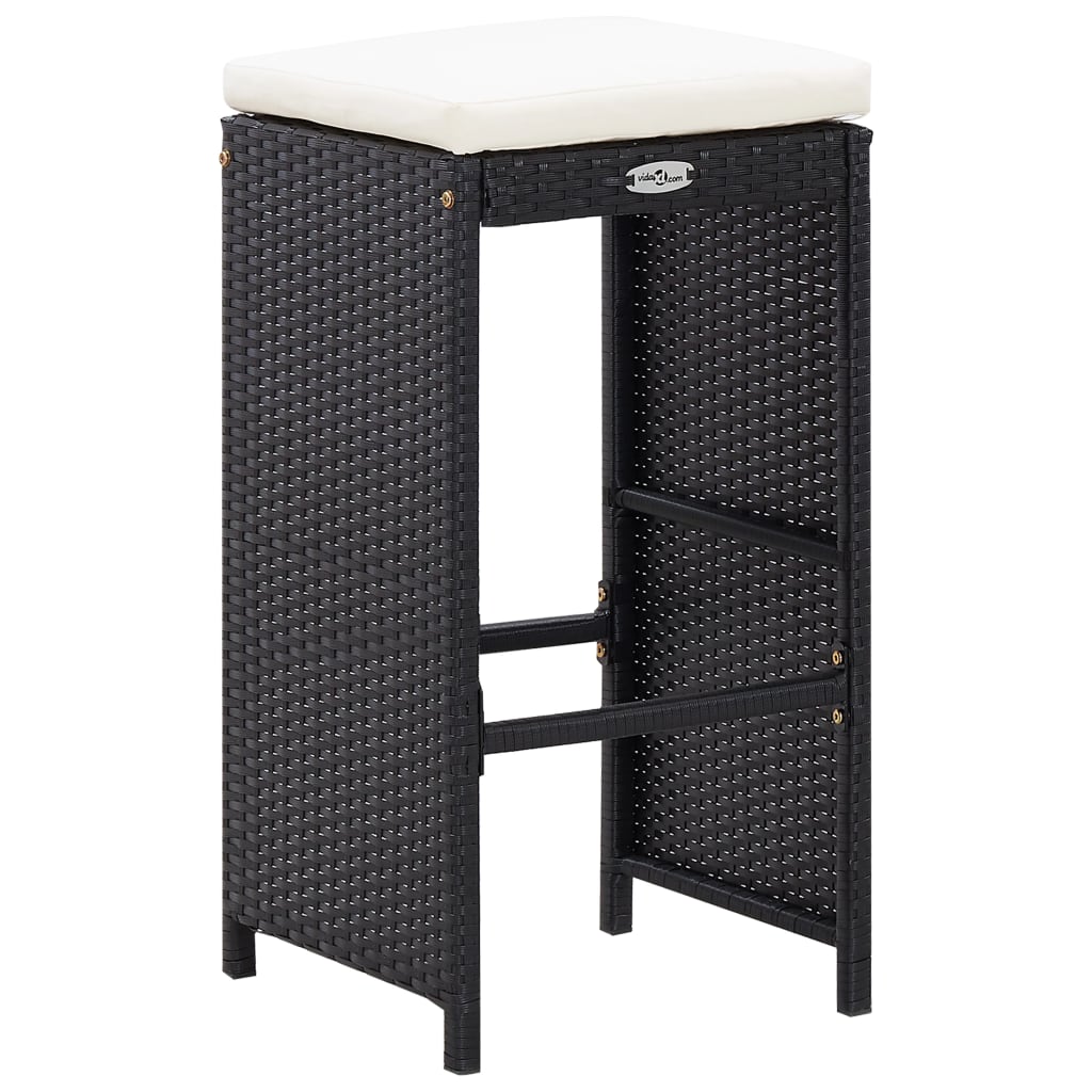 9-Tlg. Gartenbar-Set Poly Rattan Schwarz