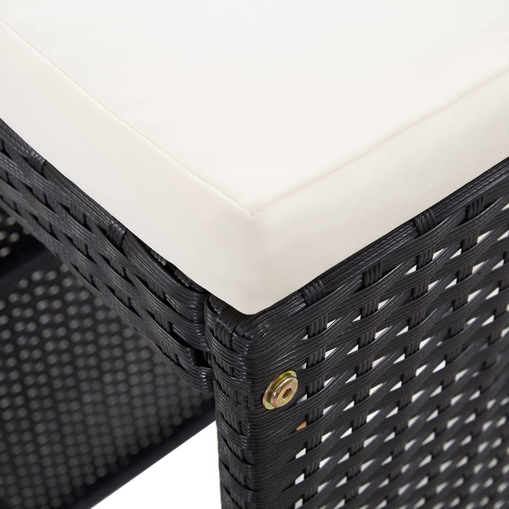 9-Tlg. Gartenbar-Set Poly Rattan Schwarz