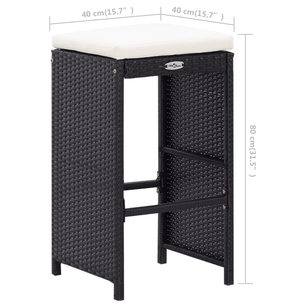 9-Tlg. Gartenbar-Set Poly Rattan Schwarz