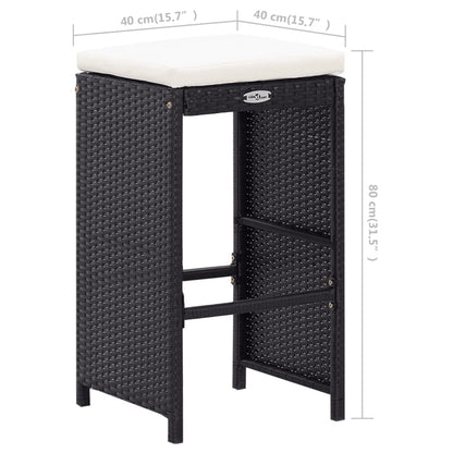 9-Tlg. Gartenbar-Set Poly Rattan Schwarz