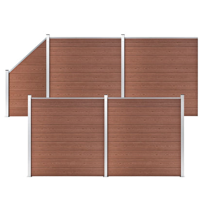 Wpc Zaun-Set 4 Quadrate + 1 Schräge 792X186 Cm Braun