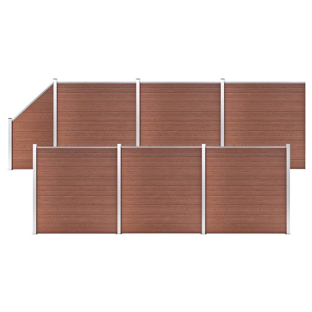 Wpc Zaun-Set 6 Quadrate + 1 Schräge 1138X186 Cm Braun