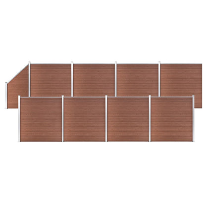 Wpc Zaun-Set 8 Quadrate + 1 Schräge 1484X186 Cm Braun