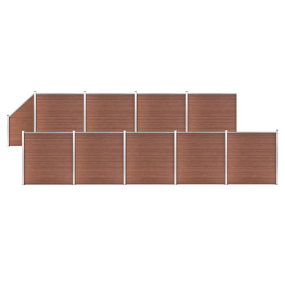 Wpc Zaun-Set 9 Quadrate + 1 Schräge 1657X186 Cm Braun