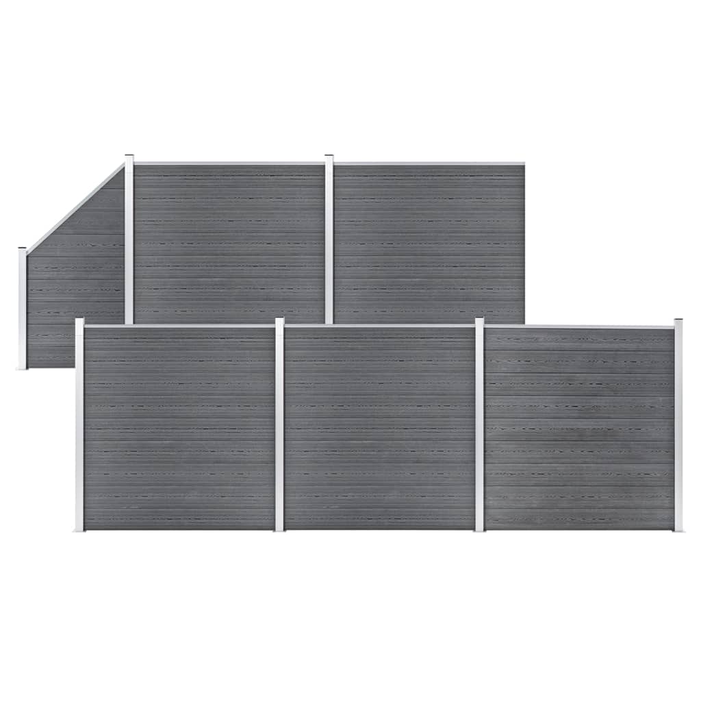 Wpc Zaun-Set 5 Quadrate + 1 Schräge 965X186 Cm Grau