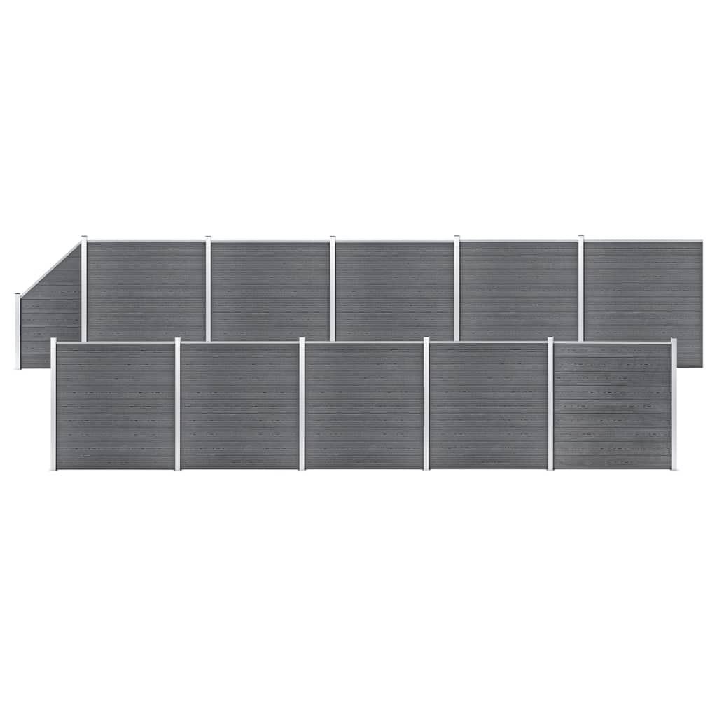 Wpc Zaun-Set 10 Quadrate + 1 Schräge 1830X186 Cm Grau