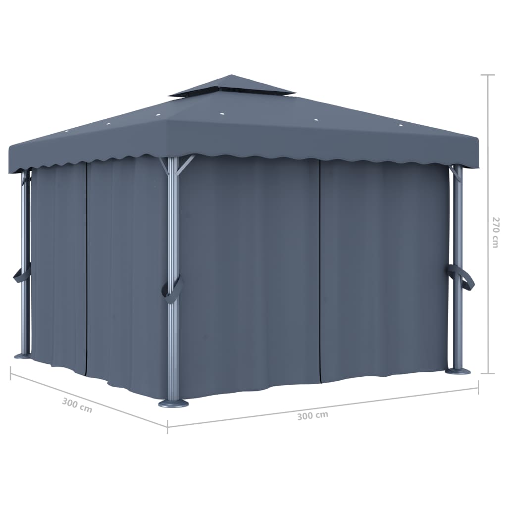Pavillon Mit Vorhang 3X3 M Aluminium