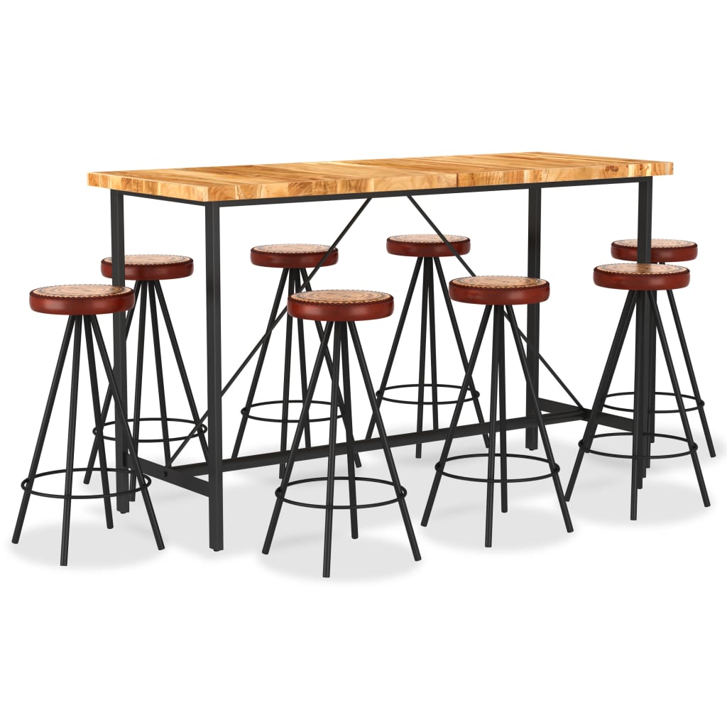 9-Tlg. Bar-Set , Echtleder Und Canvas