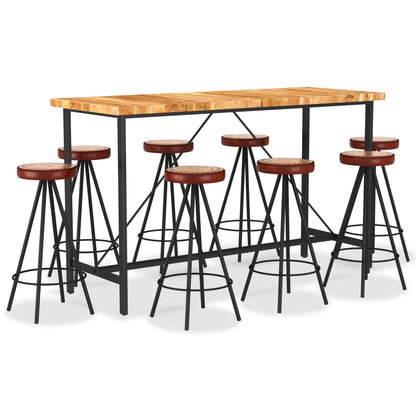 9-Tlg. Bar-Set , Echtleder Und Canvas