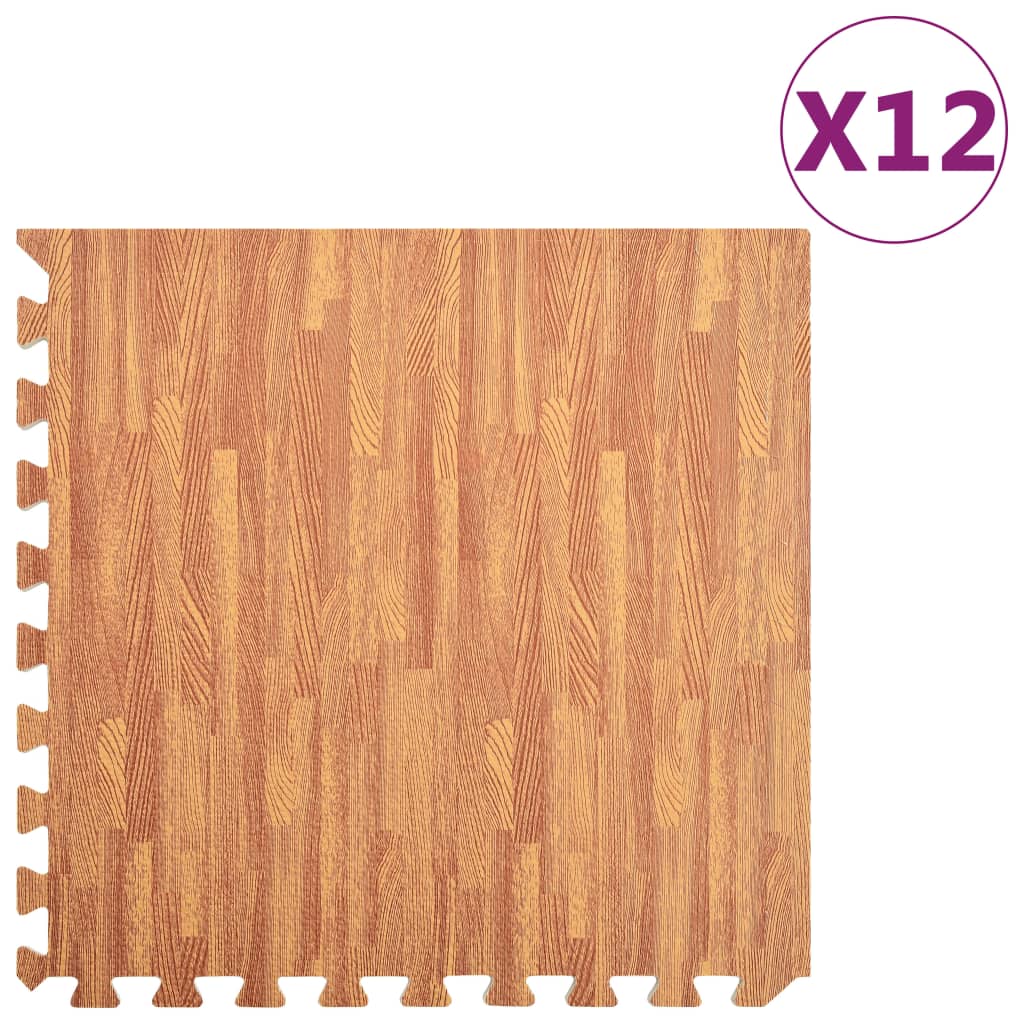 Bodenmatten 12 Stk. Holzmaserung 4,32 M² Eva-Schaumstoff
