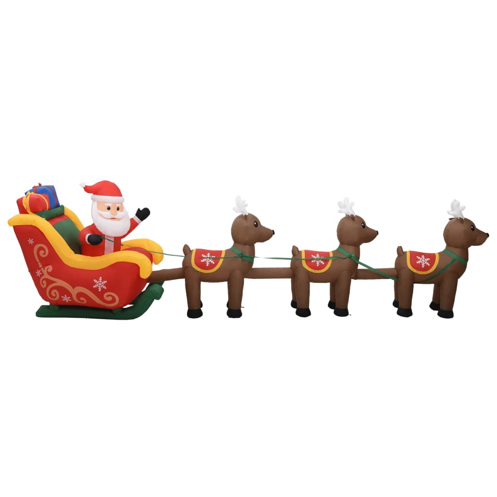 Aufblasbarer Weihnachtsmann Mit Rentieren Led 490 Cm